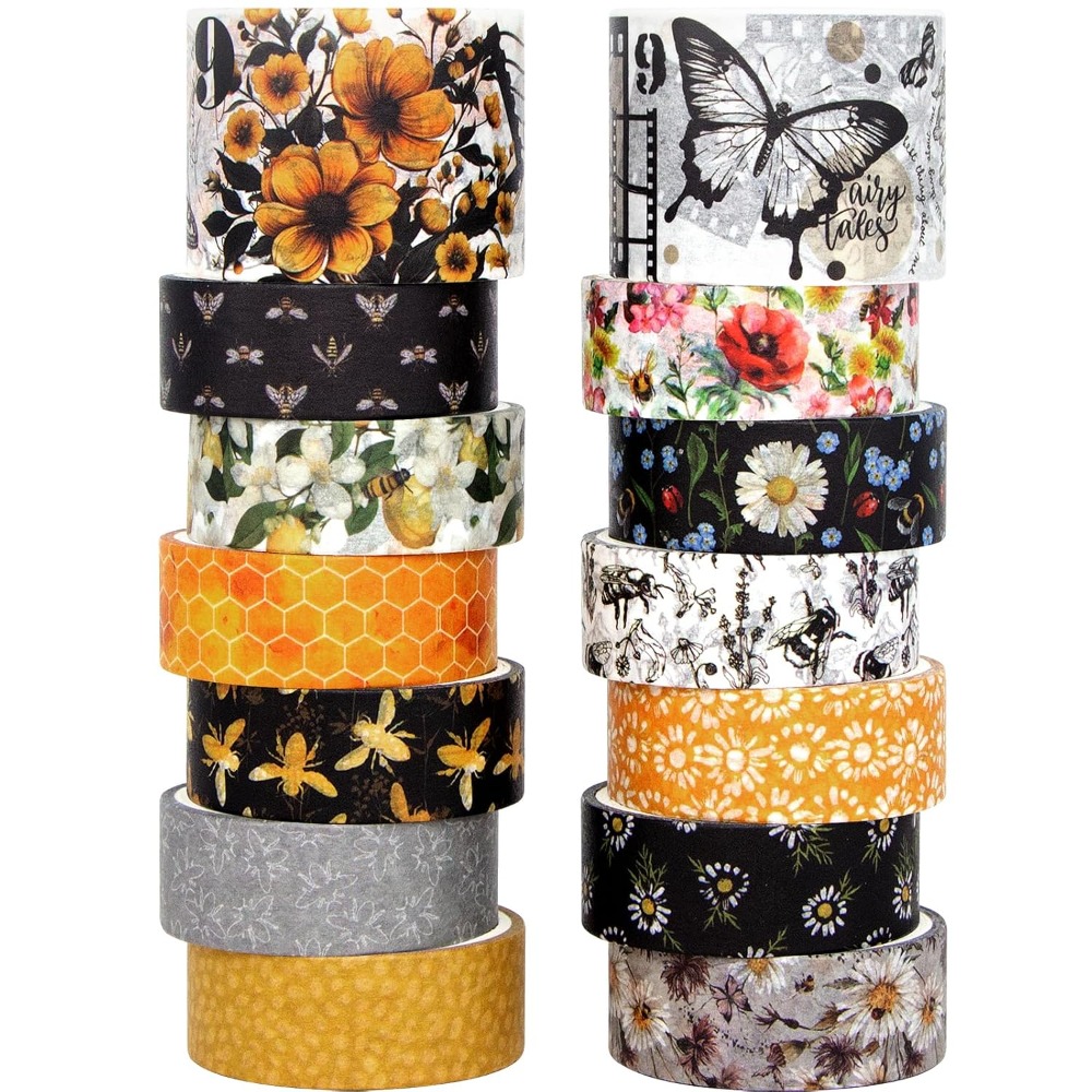 Washi Tape Set - 14 Rolls Vintage Bee Floral Butterfly