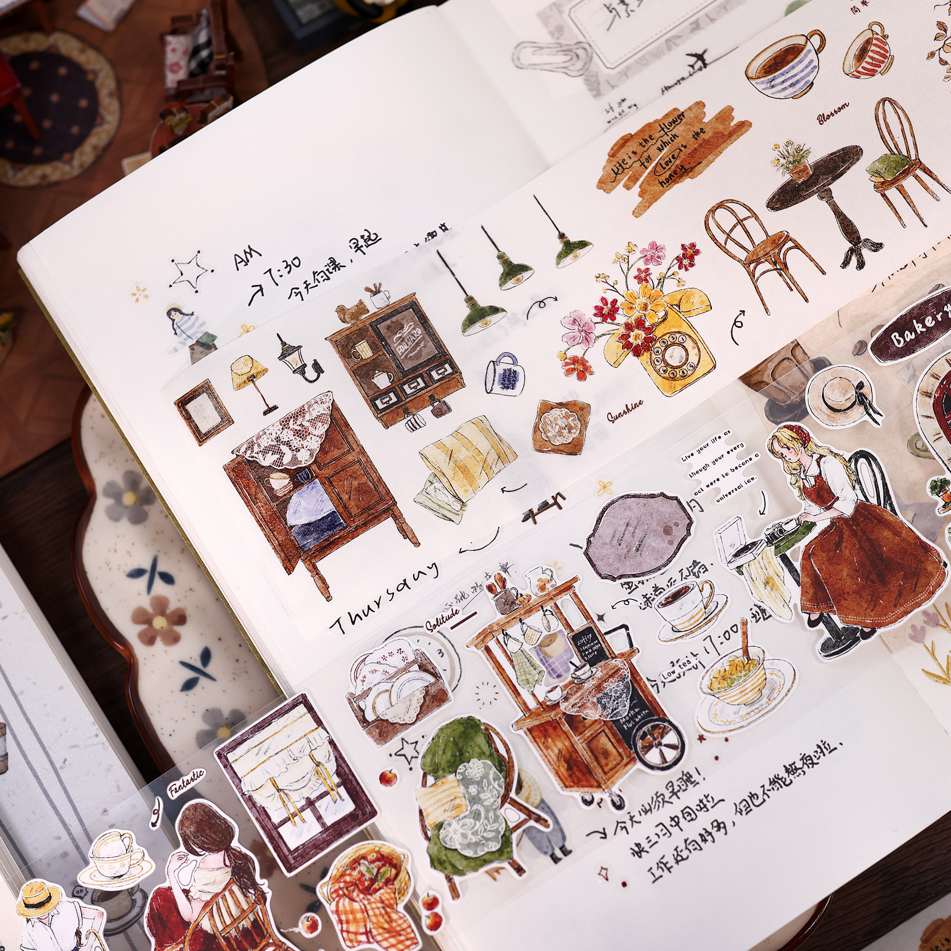 XiaoBaiJia Studio Vintage Warm – обзор и цена Washi Tape Set