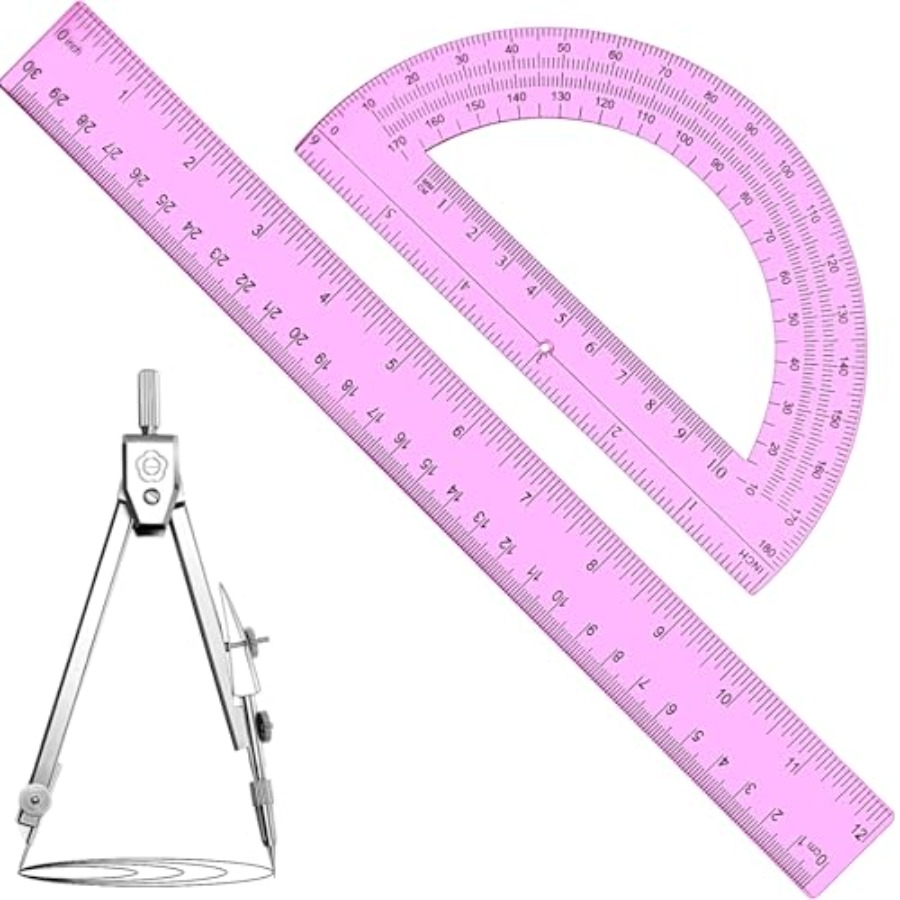 3 Pcs Plastic Ruler 6 Inch Pro – обзор и цена Compass Geometry Set