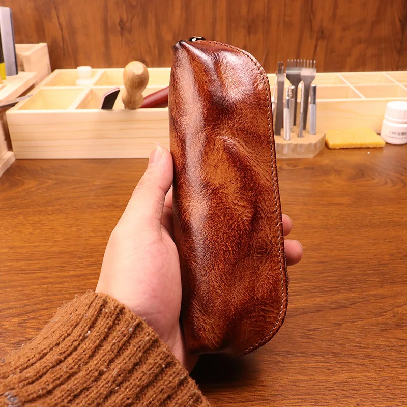 Cowhide pen bag for men vintag – обзор и цена Tan Stationery & Office Supply