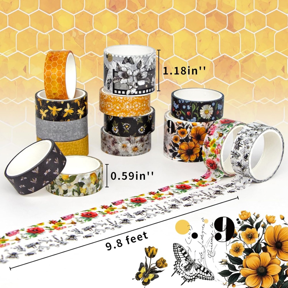 14 Rolls Vintage Bee Floral Bu – обзор и цена Washi Tape Set