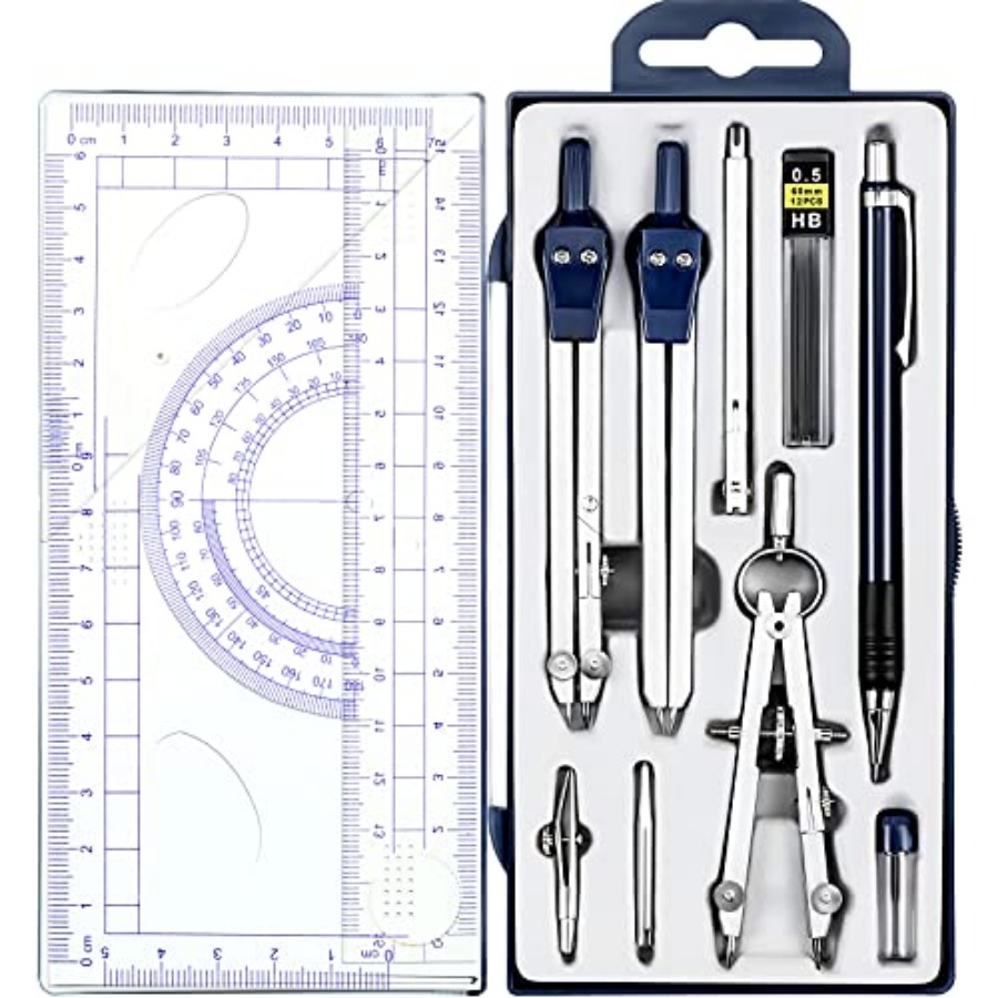 13 Pcs Geometry Set for Studen – обзор и цена Compass Geometry Set