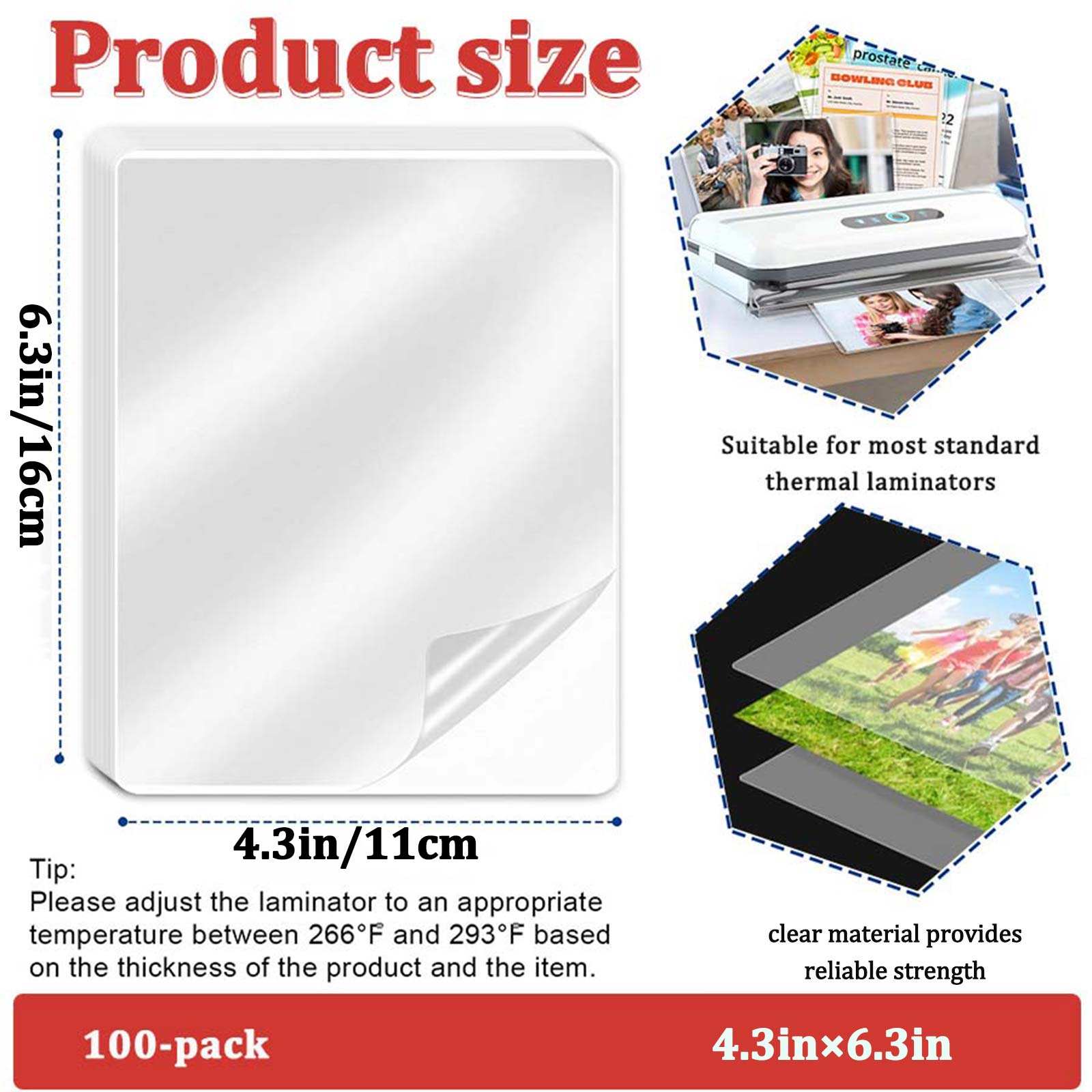 100 Sheets 4.3×6.3in Thermal L – обзор и цена Document Laminator Pouch