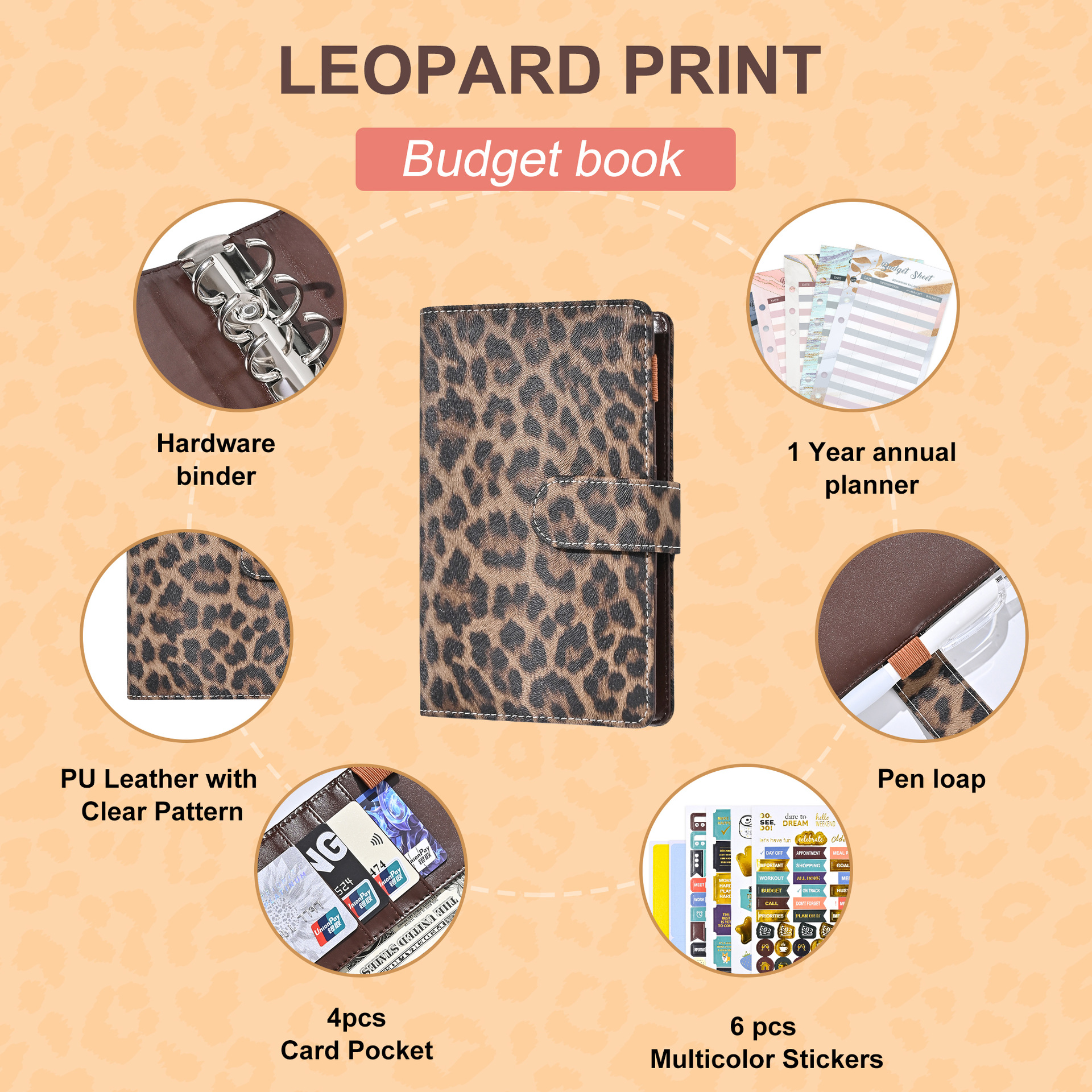A6 Leopard Print Loose Leaf Co – обзор и цена Notebook Dotted A5